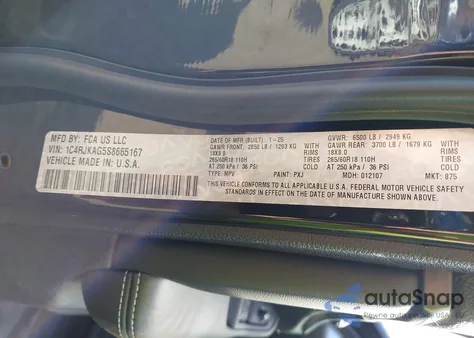 2025 Jeep Grand Cherokee L Laredo X 4X4 из США, поврежденный, VIN 1C4RJKAG5S8665167